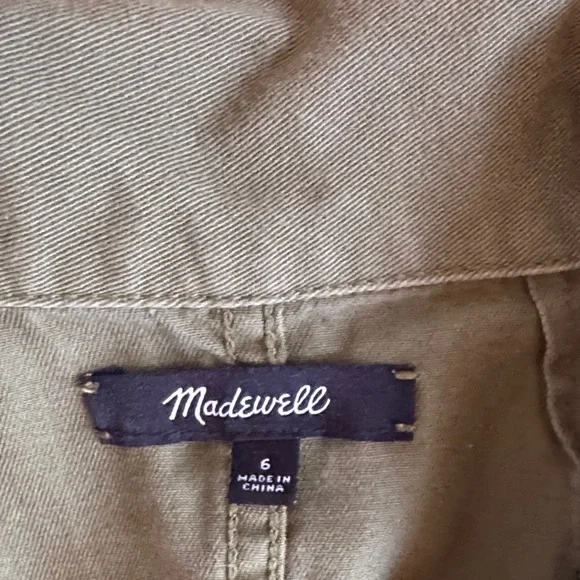 Madewell Olive Green Short-Sleeve Cropped Wide Leg Utility Jumpsuit - Picture 2 of 7